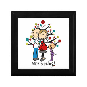 Stick Figures Expectant Parents Girl Gift Box