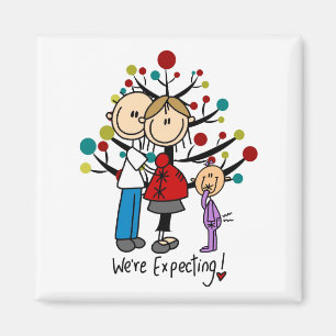 Stick Figures Expectant Parents Girl Magnet