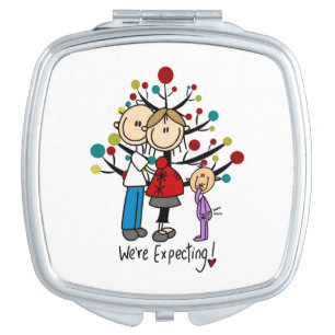 Stick Figures Expectant Parents Girl Makeup Mirror