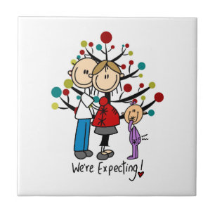 Stick Figures Expectant Parents Girl Tile