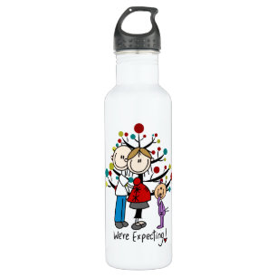 Stick Figures Expectant Parents Girl Water Bottle