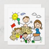 Stick Figures Family Beach Fun (Front/Back)