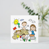 Stick Figures Family Beach Fun (Standing Front)