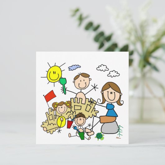 Stick Figures Family Beach Fun (Standing Front)