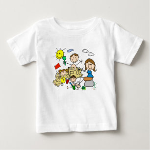 Stick Figures Family Beach Fun Baby T-Shirt