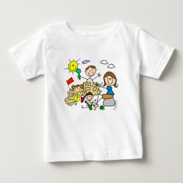 Stick Figures Family Beach Fun Baby T-Shirt (Front)