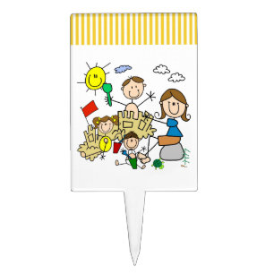 Stick Figures Family Beach Fun Cake Topper
