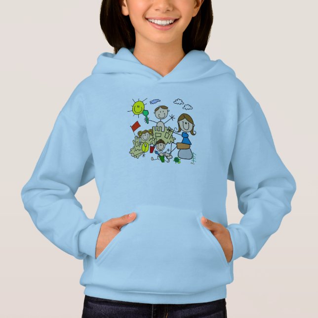Stick Figures Family Beach Fun Hoodie (Front)