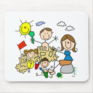 Stick Figures Family Beach Fun Mouse Pad