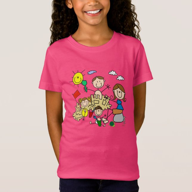 Stick Figures Family Beach Fun T-Shirt (Front)