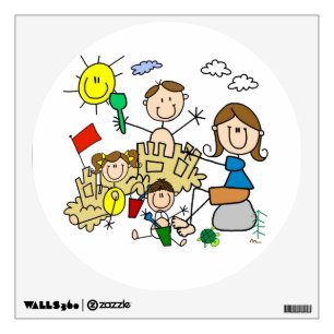Stick Figures Family Beach Fun Wall Decal
