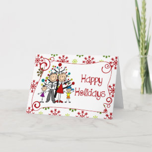Stick Figures Family Christmas Holiday Card