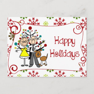 Stick Figures Family Happy Holidays Postcard