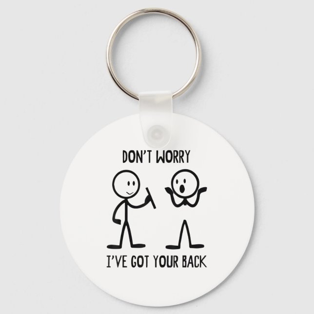 Stick Figures Funny Back Graphic Novelty Sarcastic Keychain (Front)