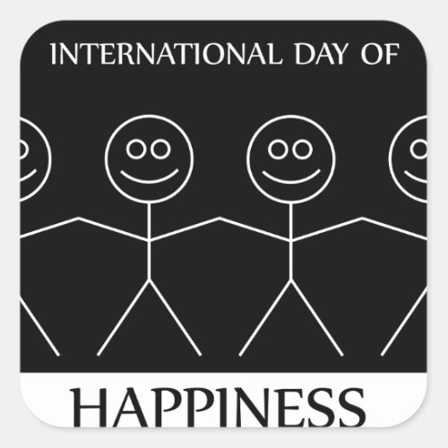 Stick figures holding hands to show happiness square sticker