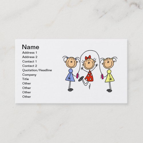 Stick Figures Jumping Rope Business Cards