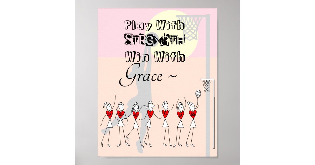 Stick Figures Motivational Netball Quote Poster Zazzle