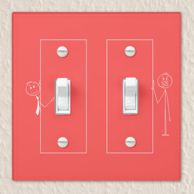 Stick Figures Pointing It Out in white on red Light Switch Cover (Creator Uploaded)