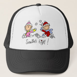 Stick Figures Snowball Fight Trucker Hat