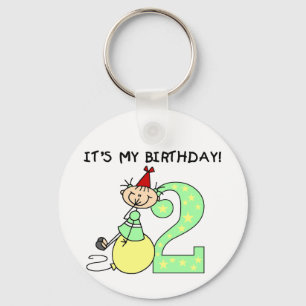Stick Girl 2nd Birthday Tshirts and Gifts Keychain