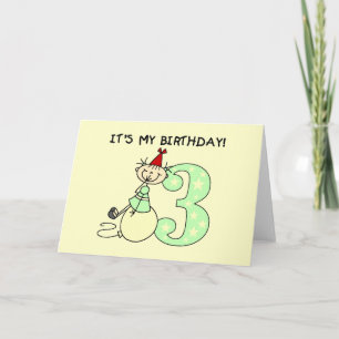 Stick Girl 3rd Birthday Tshirts and Gifts Card