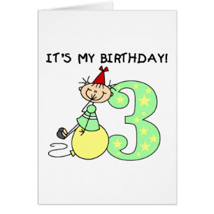 Stick Girl 3rd Birthday Tshirts and Gifts Cards