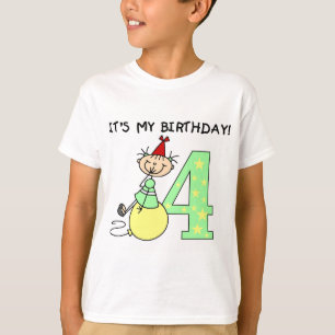 Stick Girl 4th Birthday Tshirts and Gifts