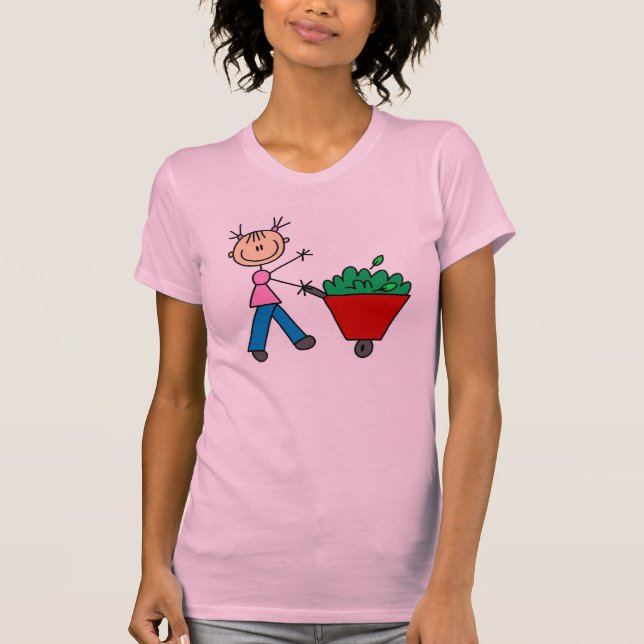Stick Girl  Doing Yardwork T-shirts (Front)