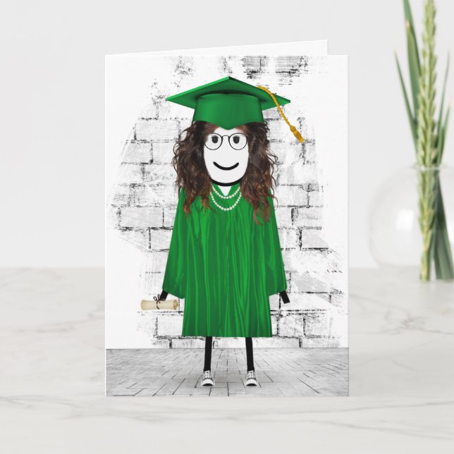 Stick Girl Graduate with Diploma Card (Front)