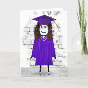 Stick Girl Graduate with Diploma  Card