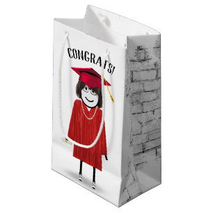 Stick Girl Graduate with Diploma    Small Gift Bag