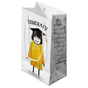Stick Girl Graduate with Diploma Small Gift Bag