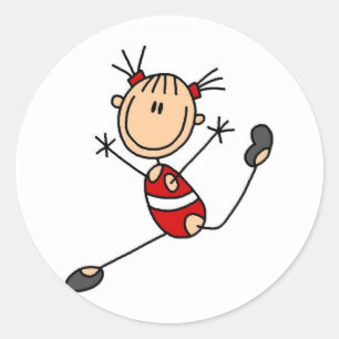 Stick Girl Gymnast Tshirts and Gifts Classic Round Sticker