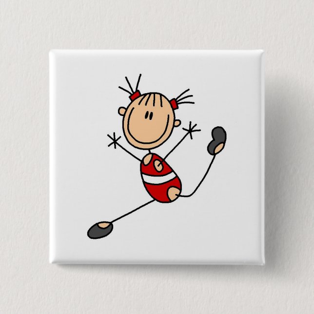 Stick Girl Gymnast Tshirts and Gifts Pinback Button (Front)