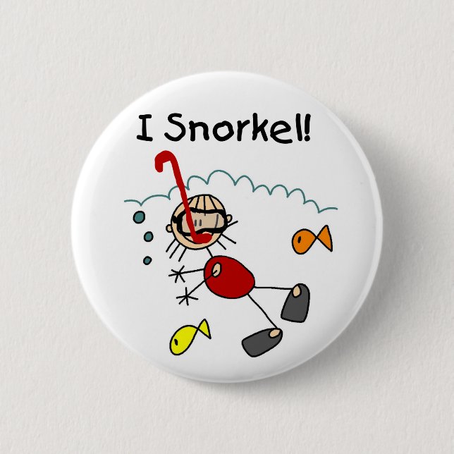 Stick Girl I Snorkel Pinback Button (Front)