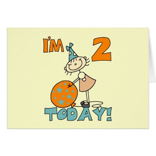 Stick Girl I'm 2 Today Tshirts and Gifts (Front Horizontal)