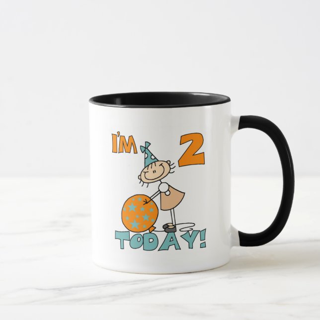 Stick Girl I'm 2 Today Tshirts and Gifts Mug (Right)