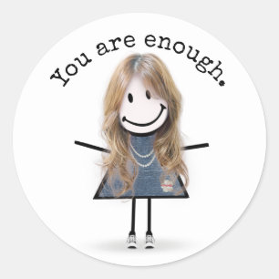 Stick Girl In Sneakers with Quote Classic Round Sticker