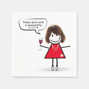 Stick Girl in Sneakers with Wine Napkins