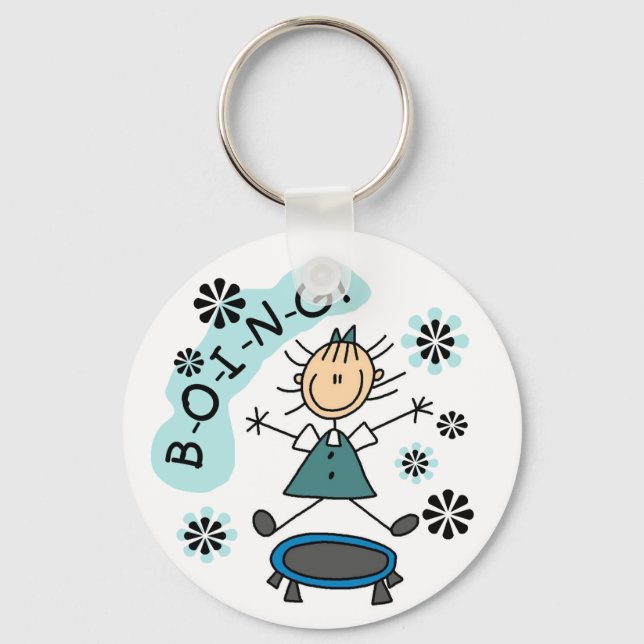 Stick Girl on Trampoline Keychain (Front)