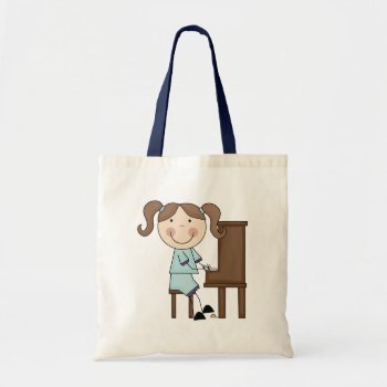 Stick Girl Playing Piano Tote Bag by LifesInk at Zazzle