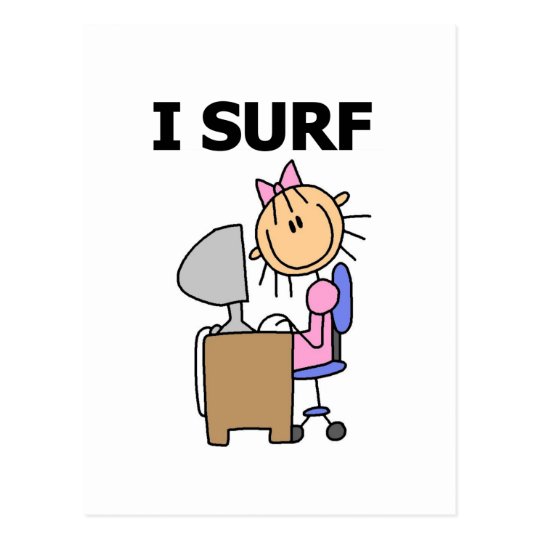 Stick Girl Web Surfing T-shirts and Gifts Postcard