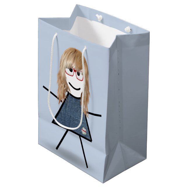 Stick Girl with Blond Hair  Medium Gift Bag (Front Angled)