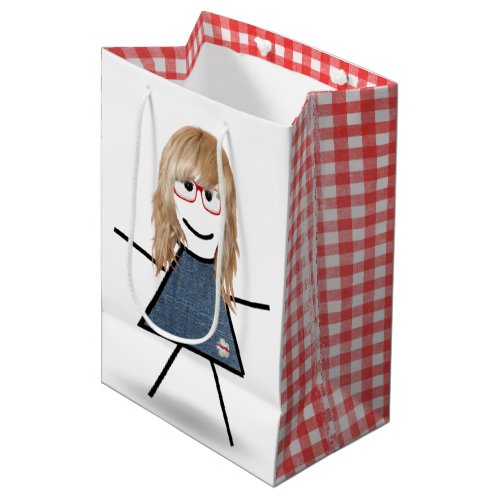 Stick Girl with Blond Hair    Medium Gift Bag