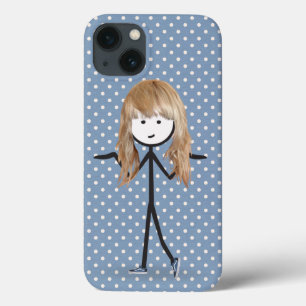 Stick Girl With Blond Hair on Dots iPhone 13 Case