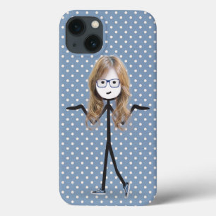 Stick Girl With Blond Hair on Dots iPhone 13 Case