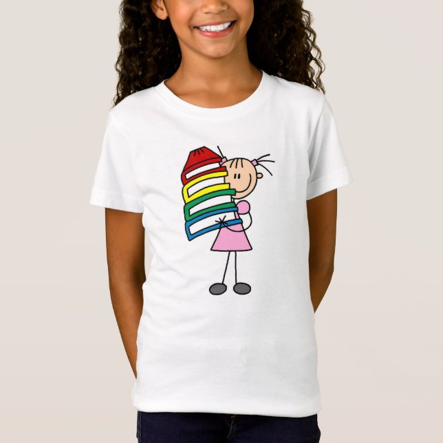Stick Girl with Books T-Shirt (Front)