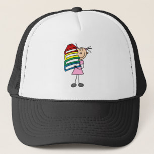 Stick Girl with Books Trucker Hat