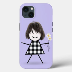 Stick Girl with Daisies iPhone 13 Case