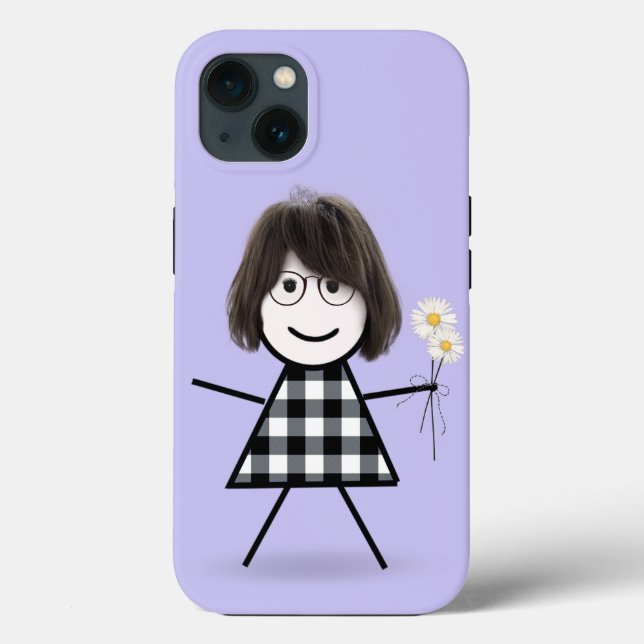 Stick Girl with Daisies  Case-Mate iPhone Case (Back)